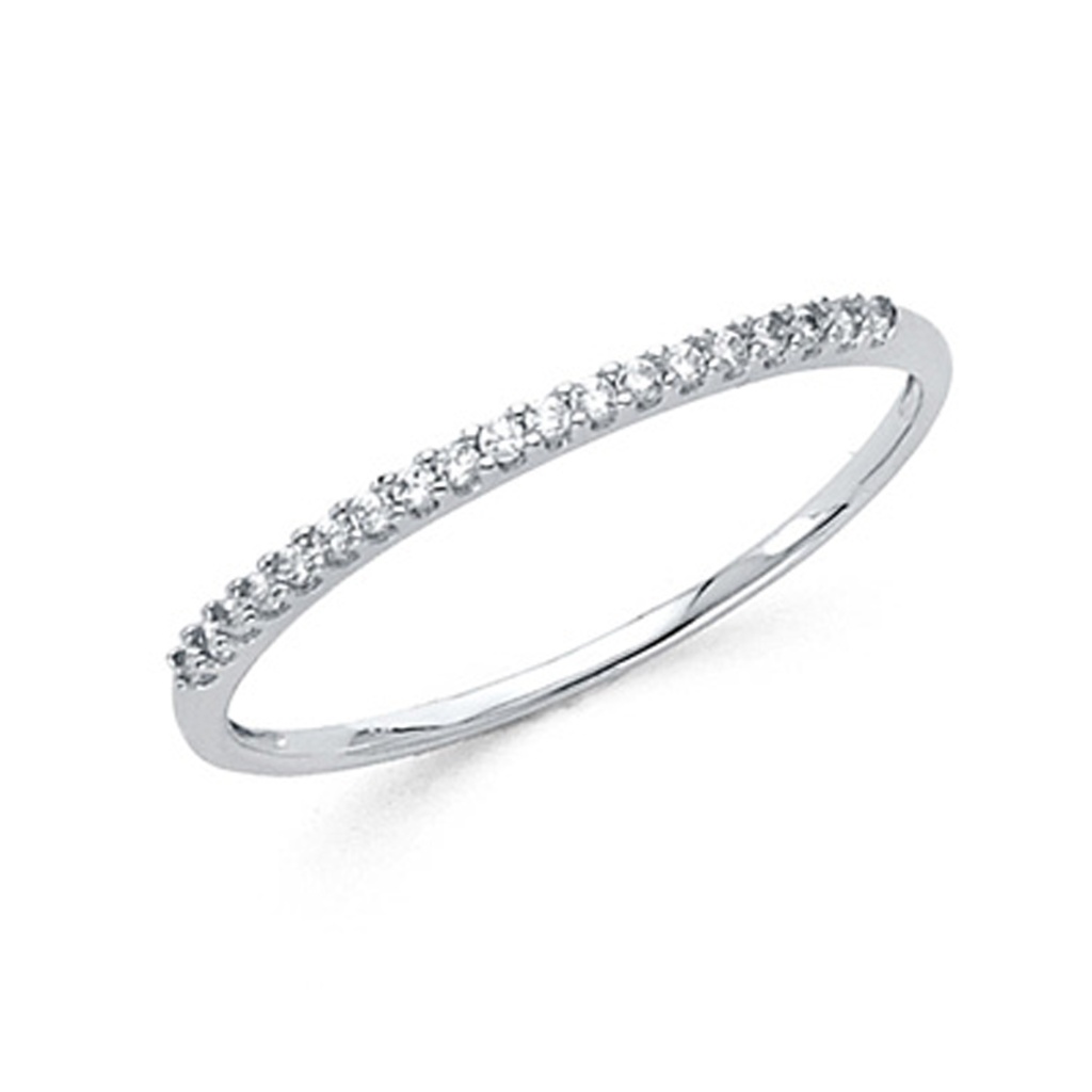 18-Stone Round-Cut Cz Wedding Band In 14k Gold